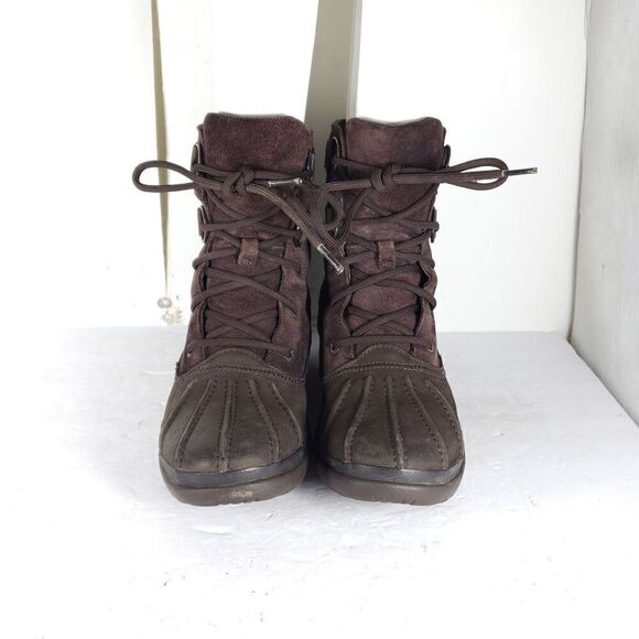 UGG Women's Azaria US8? Brown Suede Waterproof Sheepskin Lined Duck Boots - Picture 3 of 13